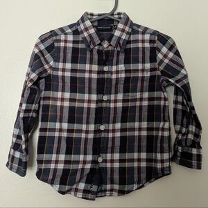 Janie and Jack Navy and Red Plaid Button Down Shirt